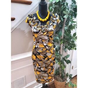 Maggy Women's Multicolor Polyester V-Neck Sleeveless Knee Length Dress Size 4